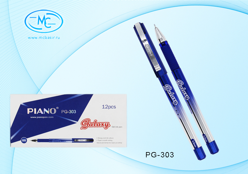 Ручка гелевая синяя игольч. наконечник PIANO PG 303