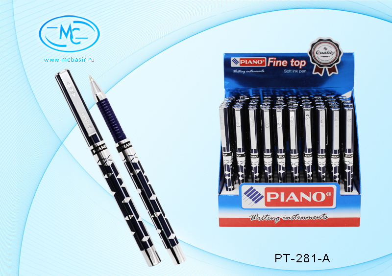 Ручка шариковая синяя на масляной основе PIANO PT-281A