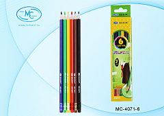 Цветные карандаши 6 цветов Мишка пластиковые с ластиком  MC-4071-6
