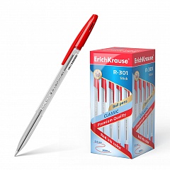Ручка шариковая ErichKrause R-301 Classic Stick 1.0, красная, 43186