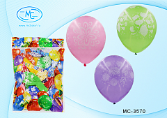 Воздушные шарики: &quot;Цветы&quot;, цветные /ассорти/, размер 12, арт.3570