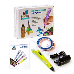 Ручка 3D Zoomi, ZM-052, пластик ABS/PLA - 3 цвета, желтая 