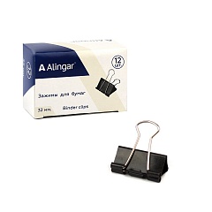 Зажимы для бумаг 32 мм, Alingar, черные, уп. 12 шт AL6775