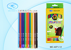 Цветные карандаши 12 цветов Мишка пластиковые с ластиком  MC-4071-12